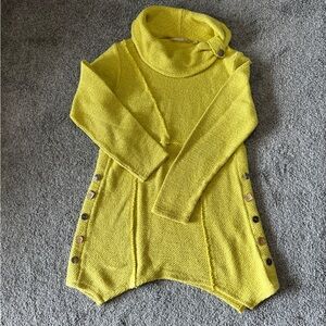 Soft surroundings sweater womens small yellow‎ heavyweight tunic pullover cozy